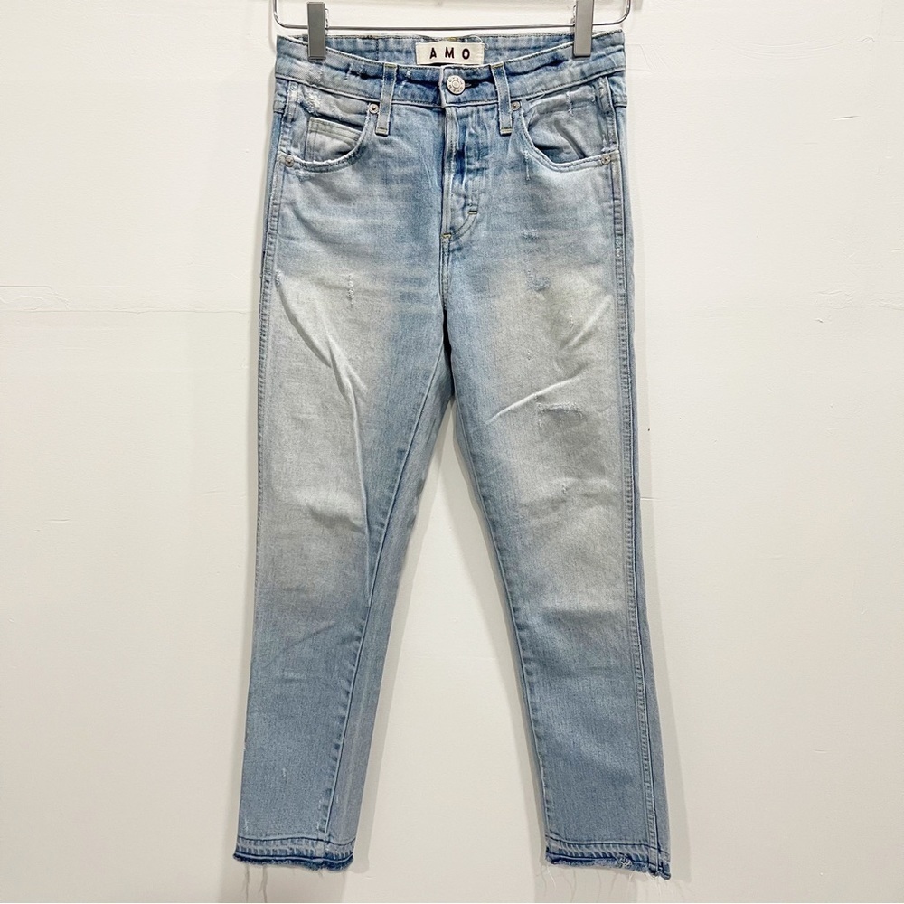 Amo Cotton Blend Babe Jeans in Sweet Cheeks Wash Released Hem Size 26